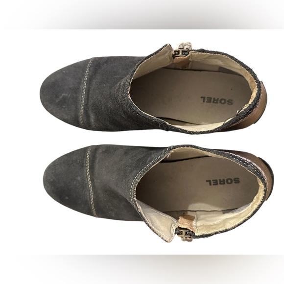 Sorel Major Low Ankle Boots Booties Black Leather Side Zip Women Size 8 B19 - Picture 6 of 10